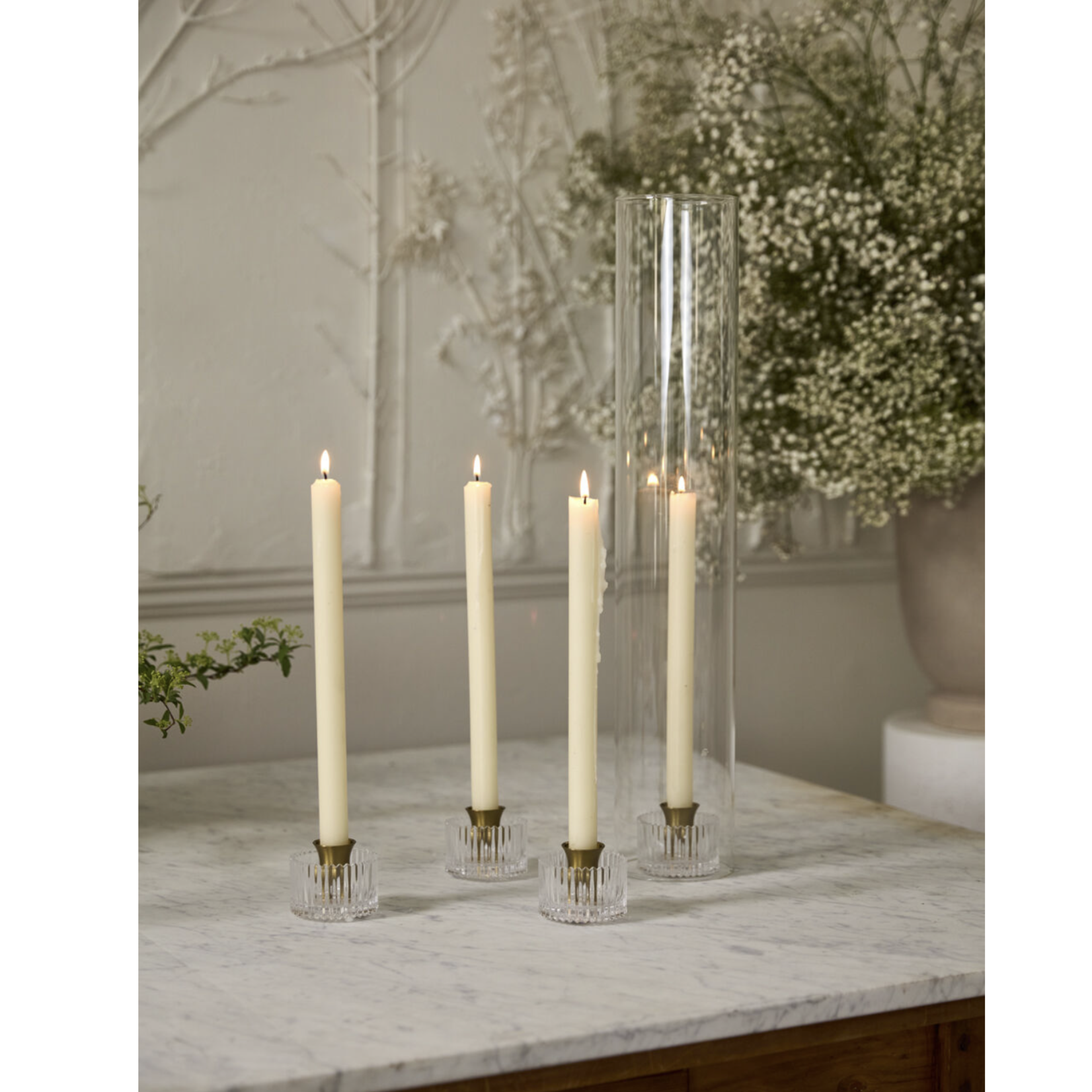 2.25”h x 2.75” GLASS SERENADE CANDLEHOLDER - SET OF 4