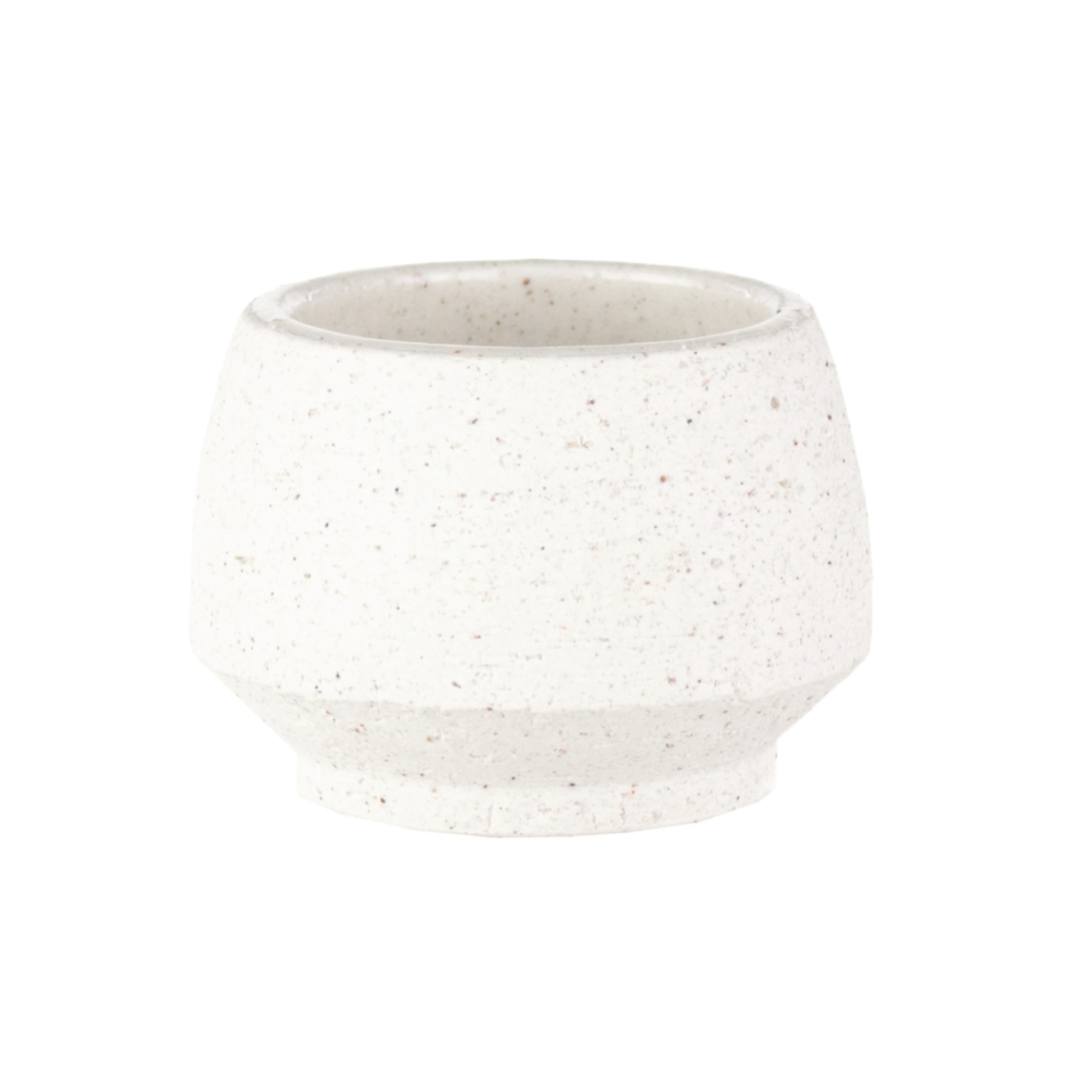 4.75”h x 5.5” WHITE STONEWARE TAPERED POT WITH DRAINAGE PLUG