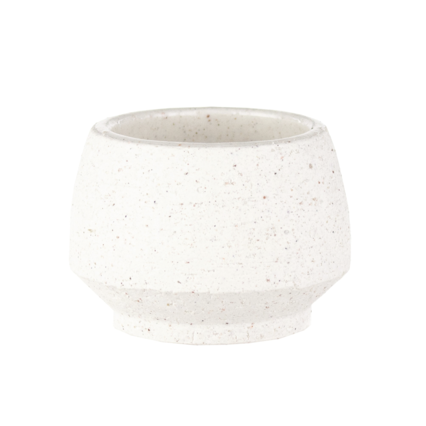 5.25”h x 6” WHITE STONEWARE TAPERED POT WITH DRAINAGE PLUG