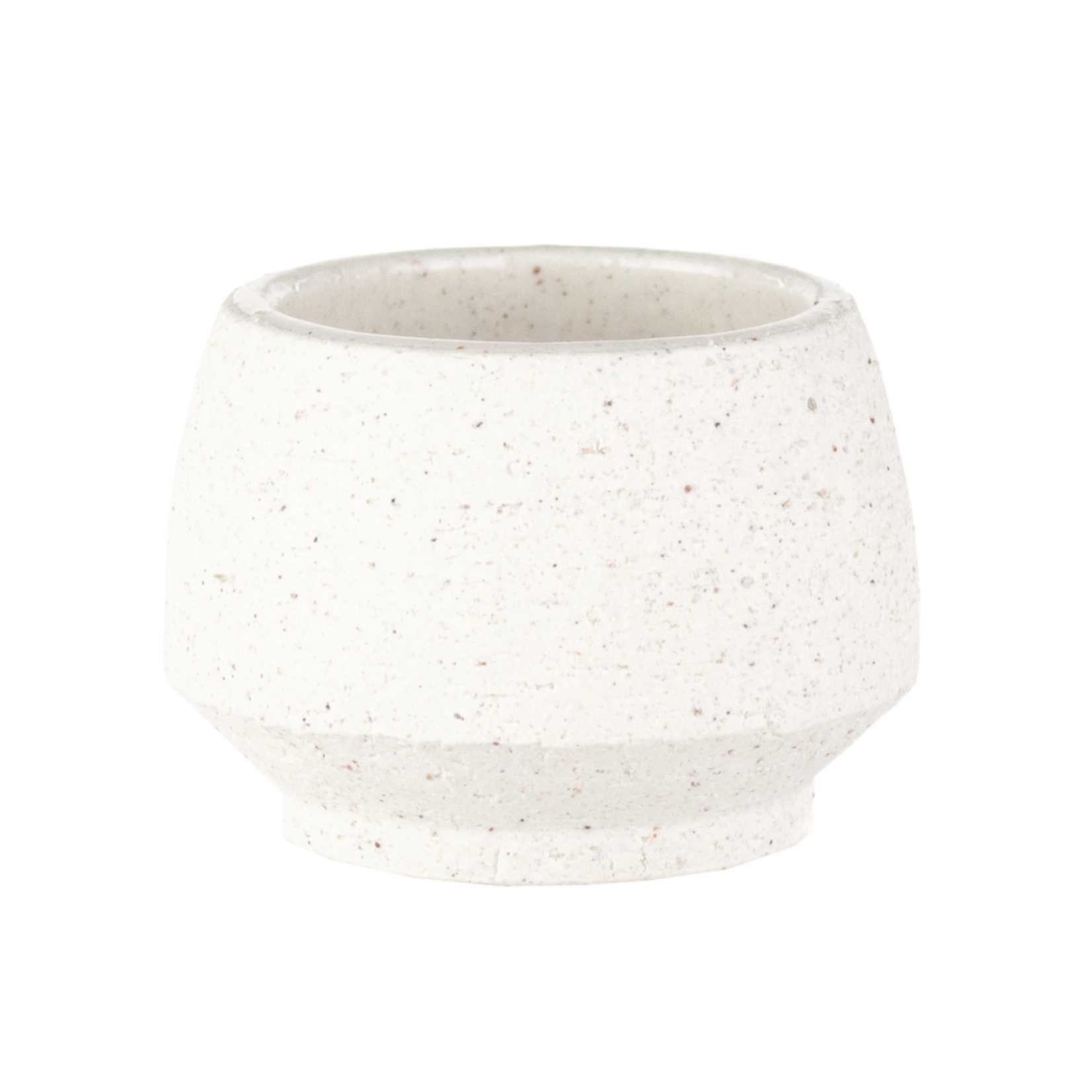 6.5”h x 8” WHITE STONEWARE TAPERED POT WITH DRAINAGE PLUG