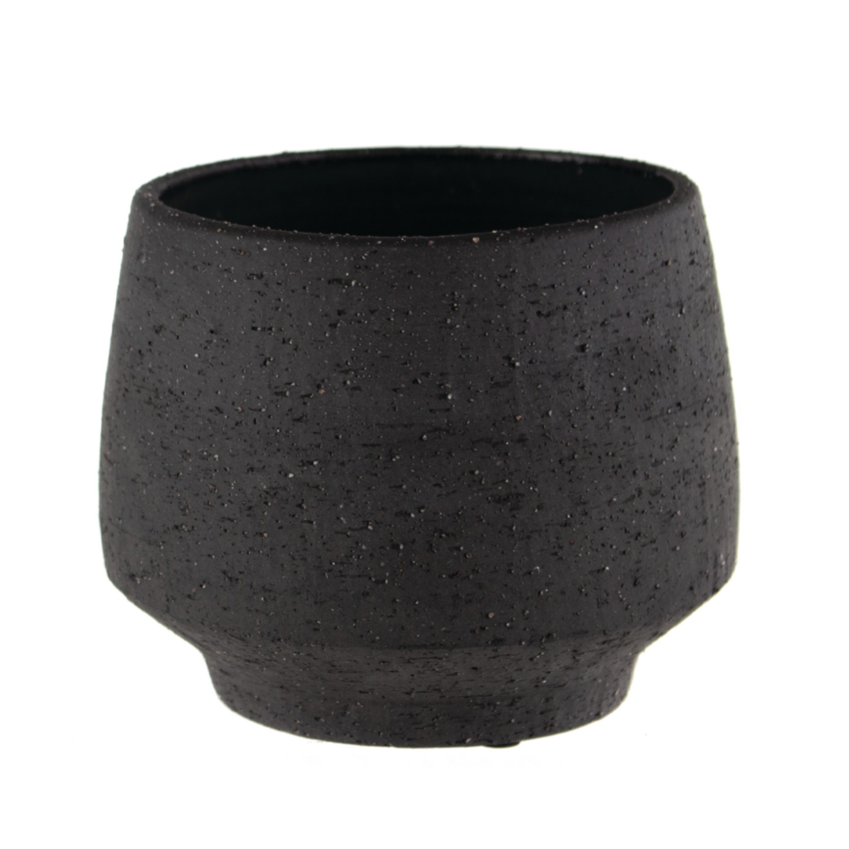 6.5”h x 8” CHARCOAL STONEWARE TAPERED POT WITH DRAINAGE PLUG