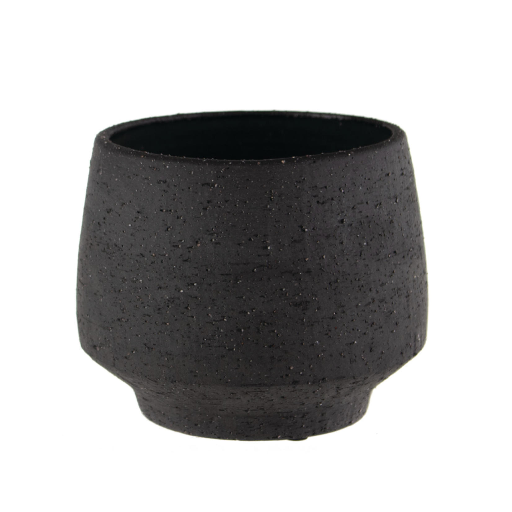 5.25”h x 6” CHARCOAL STONEWARE TAPERED POT WITH DRAINAGE PLUG