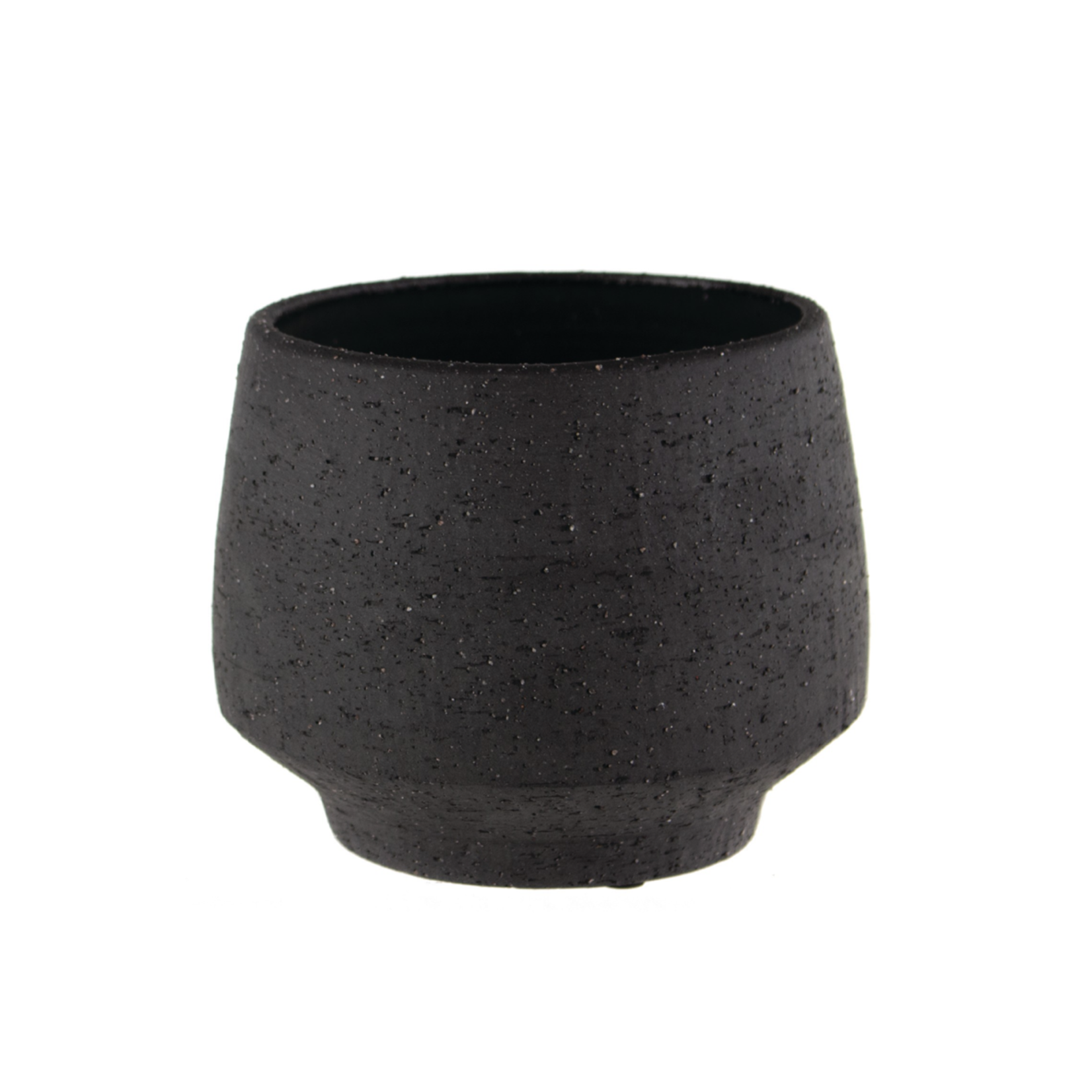 4.75”h x 5.5” CHARCOAL STONEWARE TAPERED POT WITH DRAINAGE PLUG