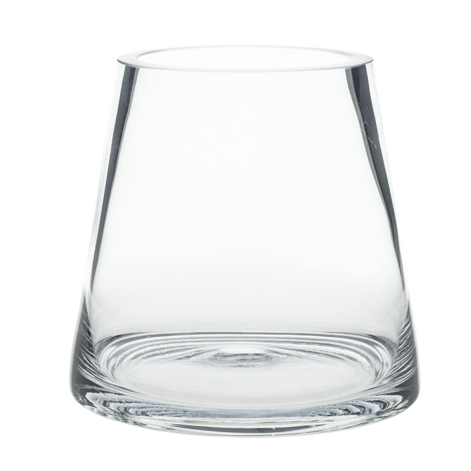 5”H X 5.25” X 4” OPEN FAT PYRAMID GLASS VASE