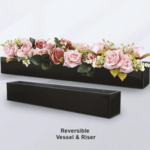 4"H X 32"L X 4"W BLACK PLATED GLASS LOW RECTANGLE VASE