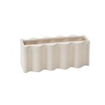 5”H X 5” X 12.5”L OFF-WHITE LOW RECTANGLE CERAMIC MOVEMENT VASE