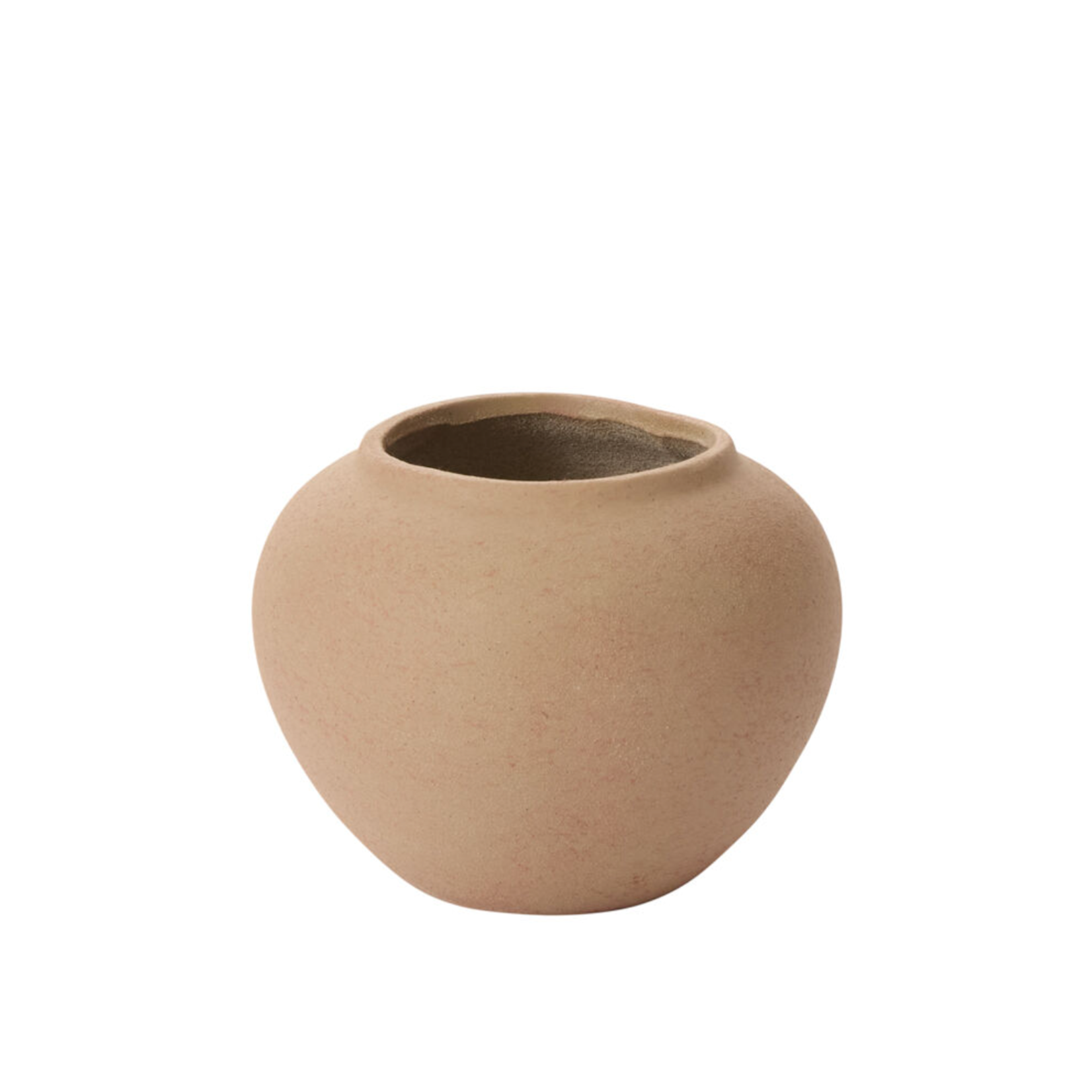 4.5”H X 5.5” TAN CERAMIC KASTANOS VASE