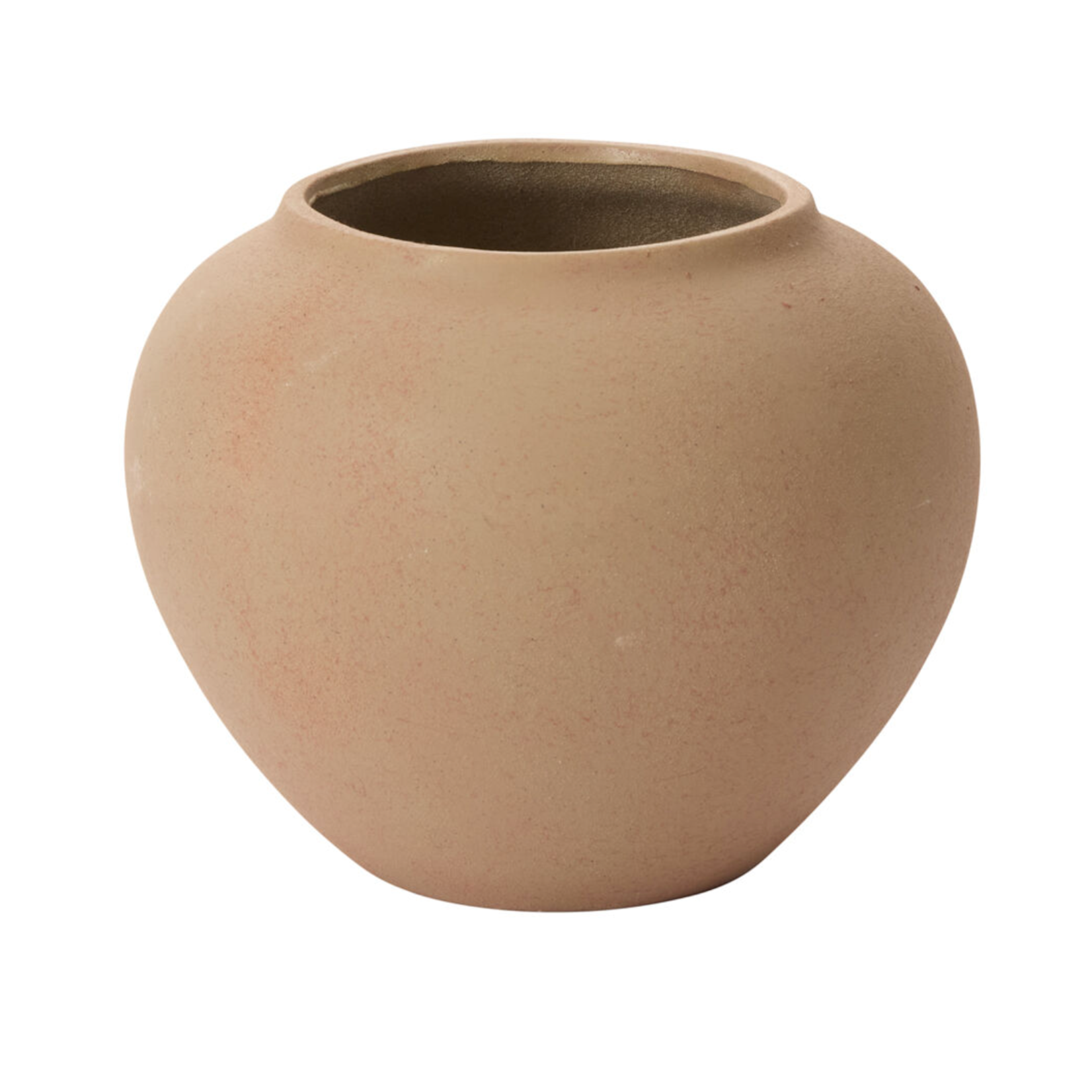 6.5”H X 8.75” TAN CERAMIC KASTANOS VASE