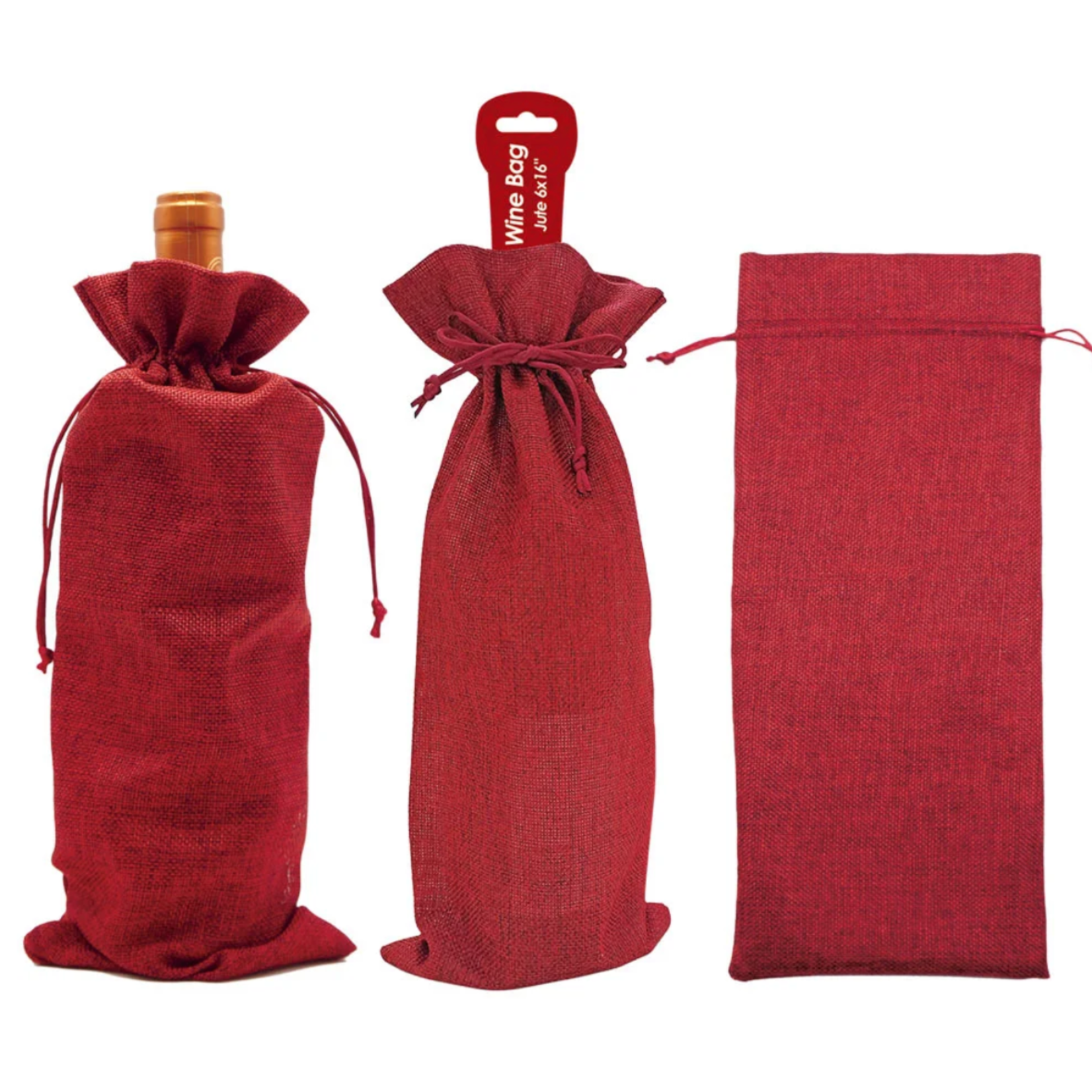 RED FABRIC WINE BAG,  price per each, box has assortment