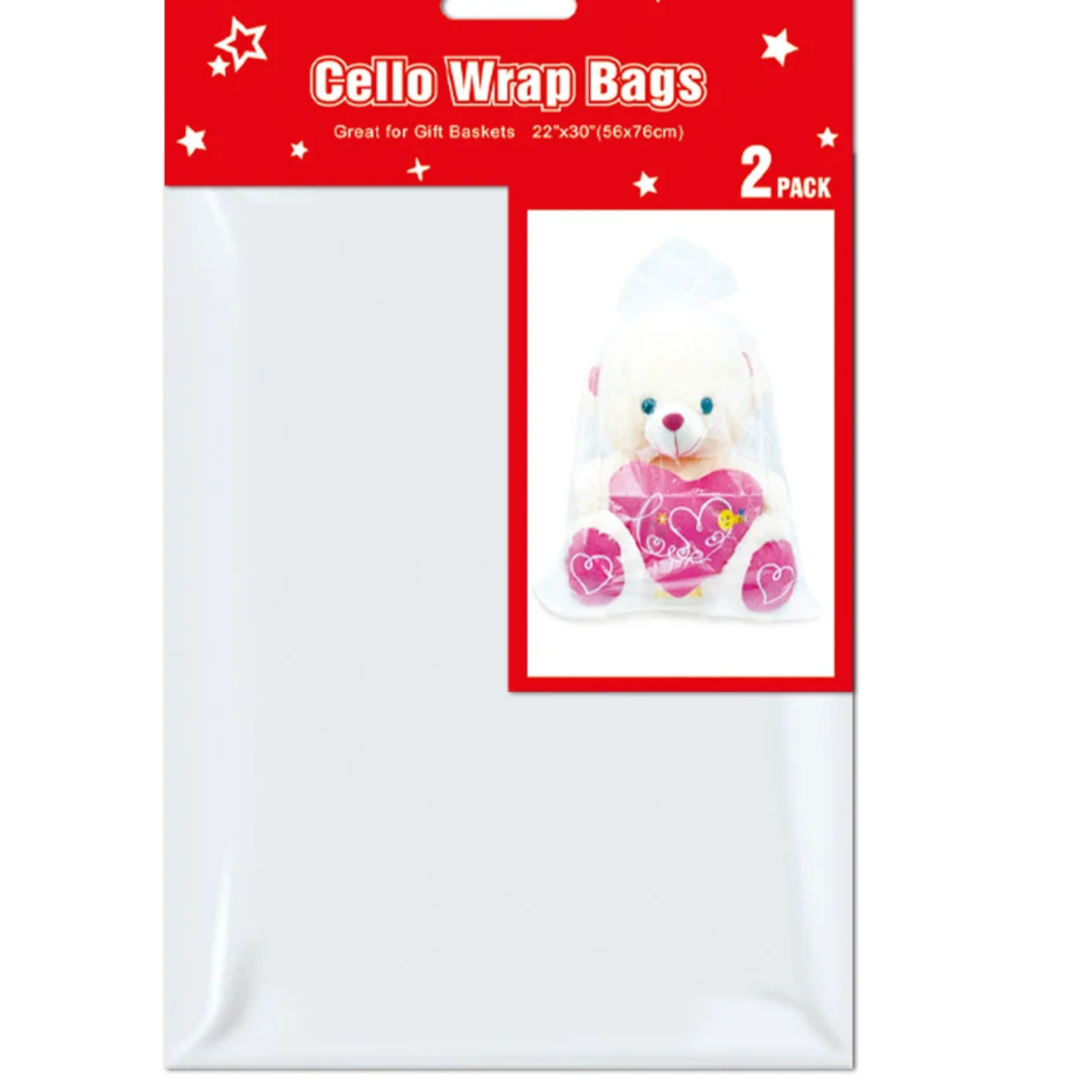 CELLO WRAP BAG 22" X 30" , 2 PACK, NO DISCOUNT