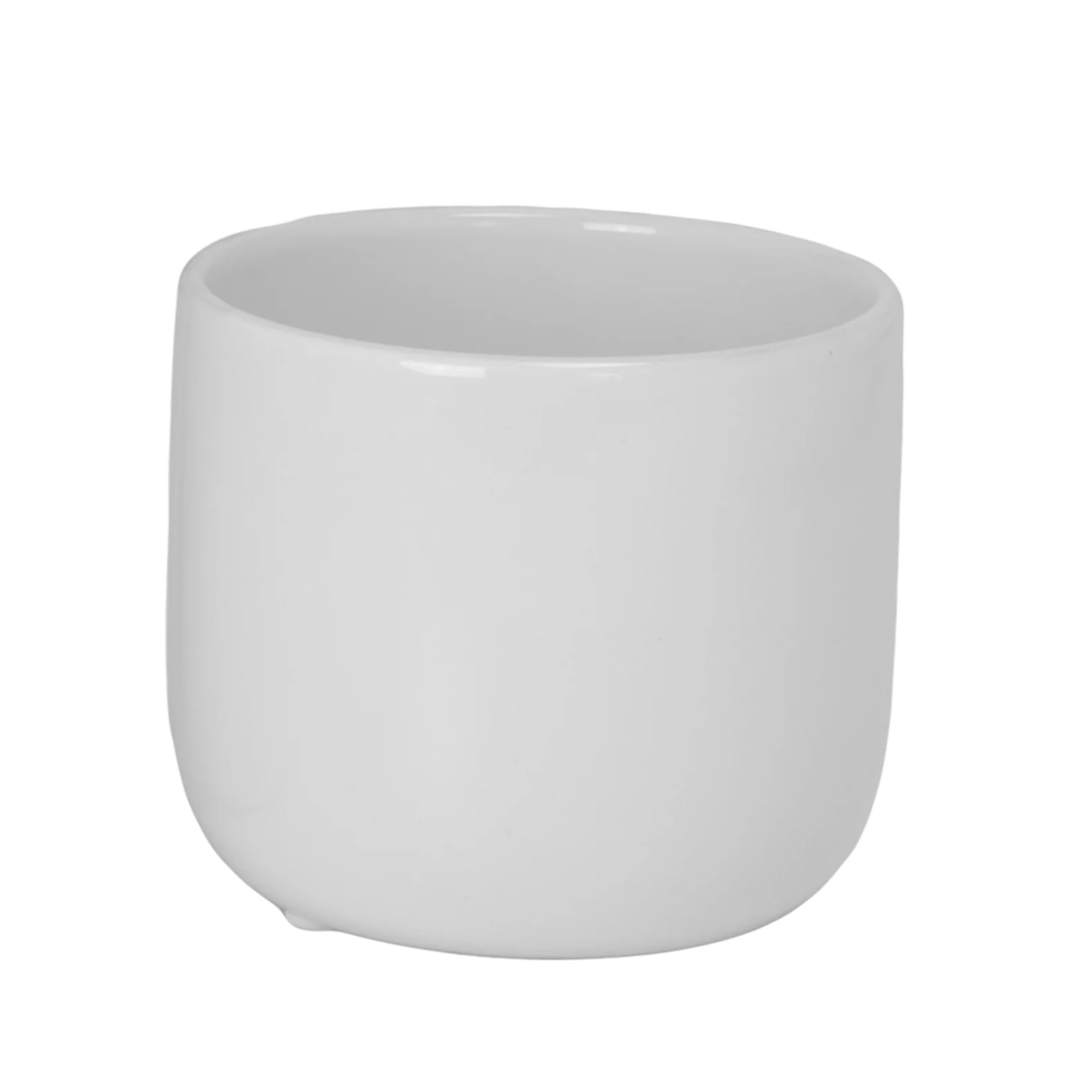 4.75”H X 5.5” GLOSSY WHITE CERAMIC RIBBED/FLUTED VASE