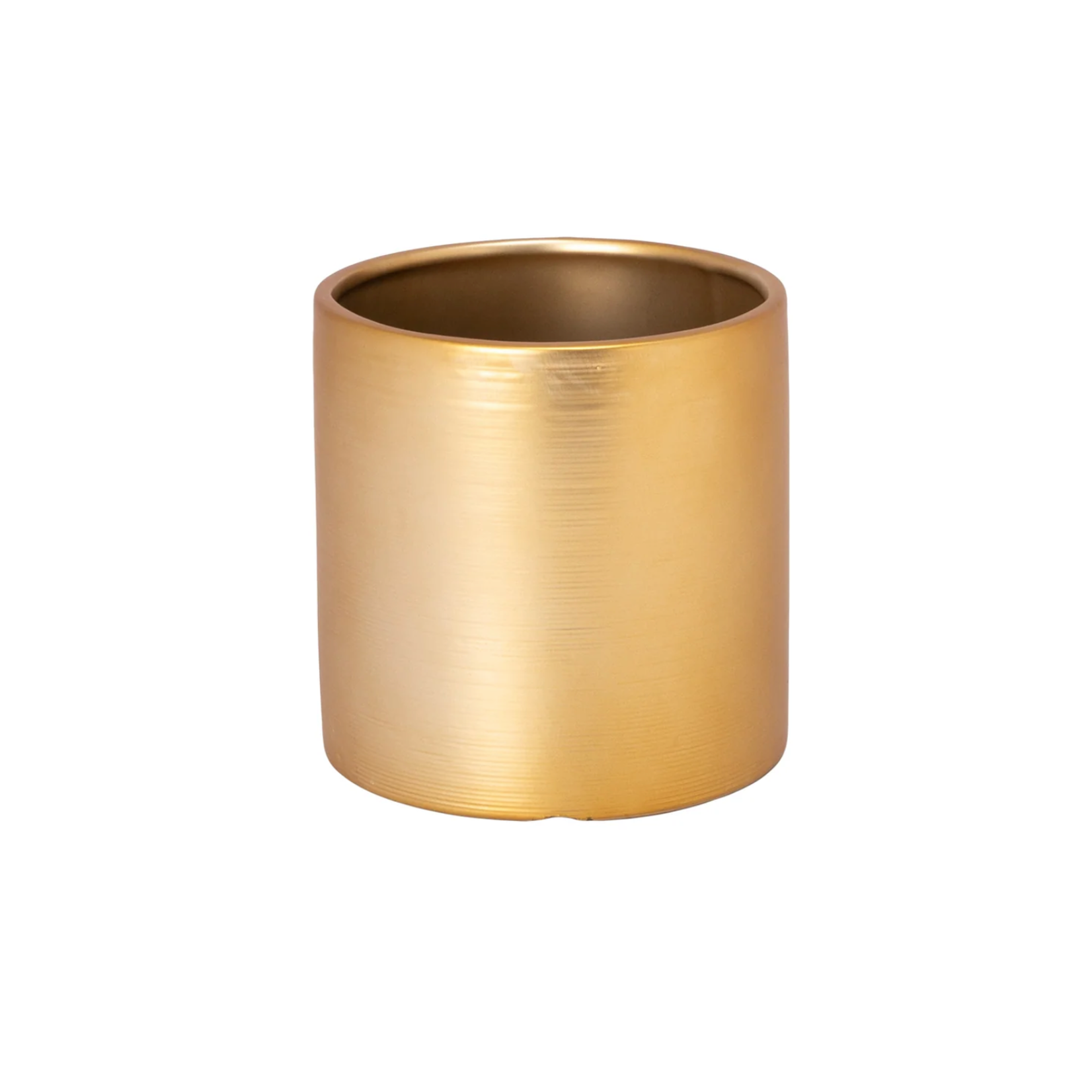 7”H X 6” MATTE GOLD CERAMIC VASE