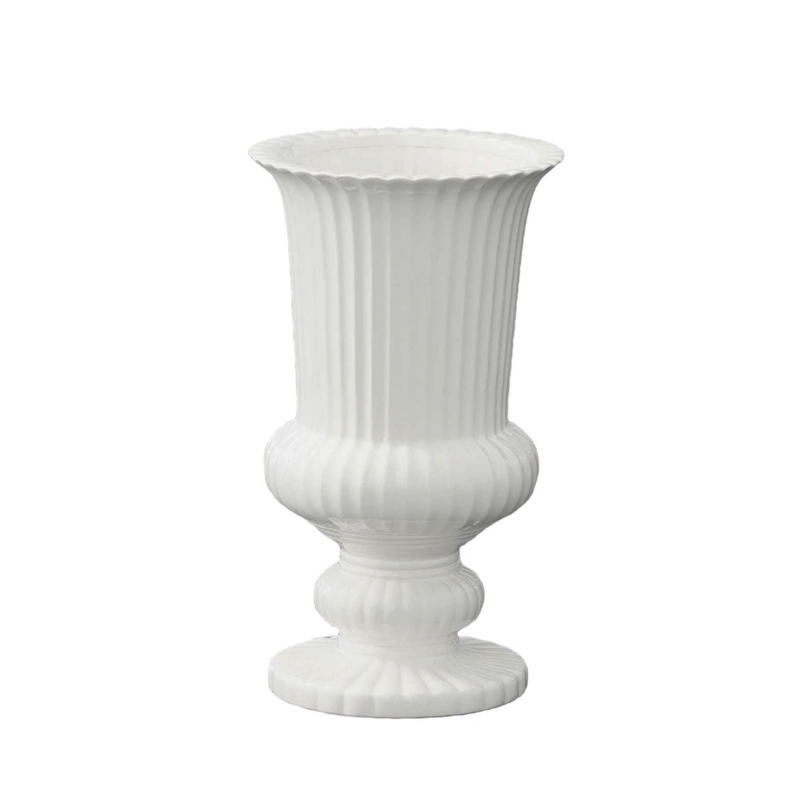 12”H X 7” GLOSSY WHITE CERAMIC PEDESTAL