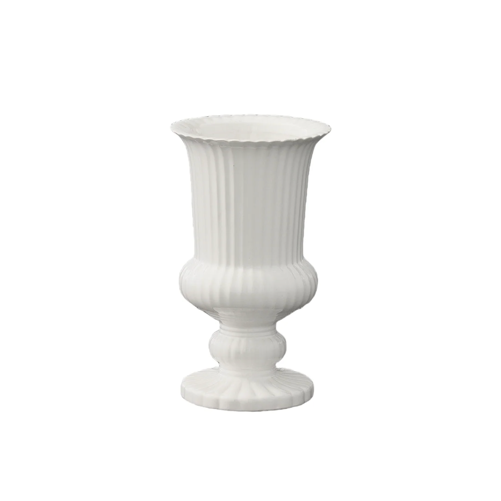 8”H X 5” GLOSSY WHITE CERAMIC PEDESTAL