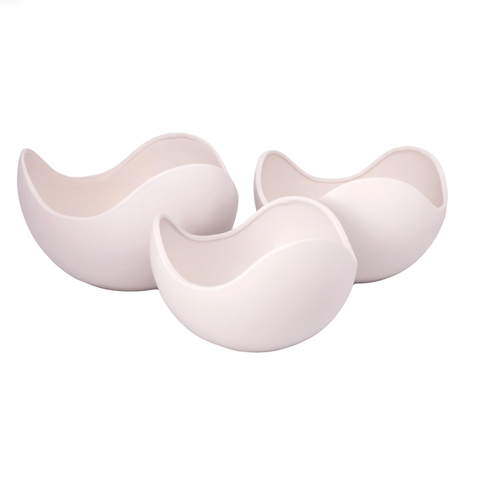 6.5”H X 10” MATTE WHITE CERAMIC WAVE POT (PRICE OER EACH, BOX PACKS 3 SIZES)