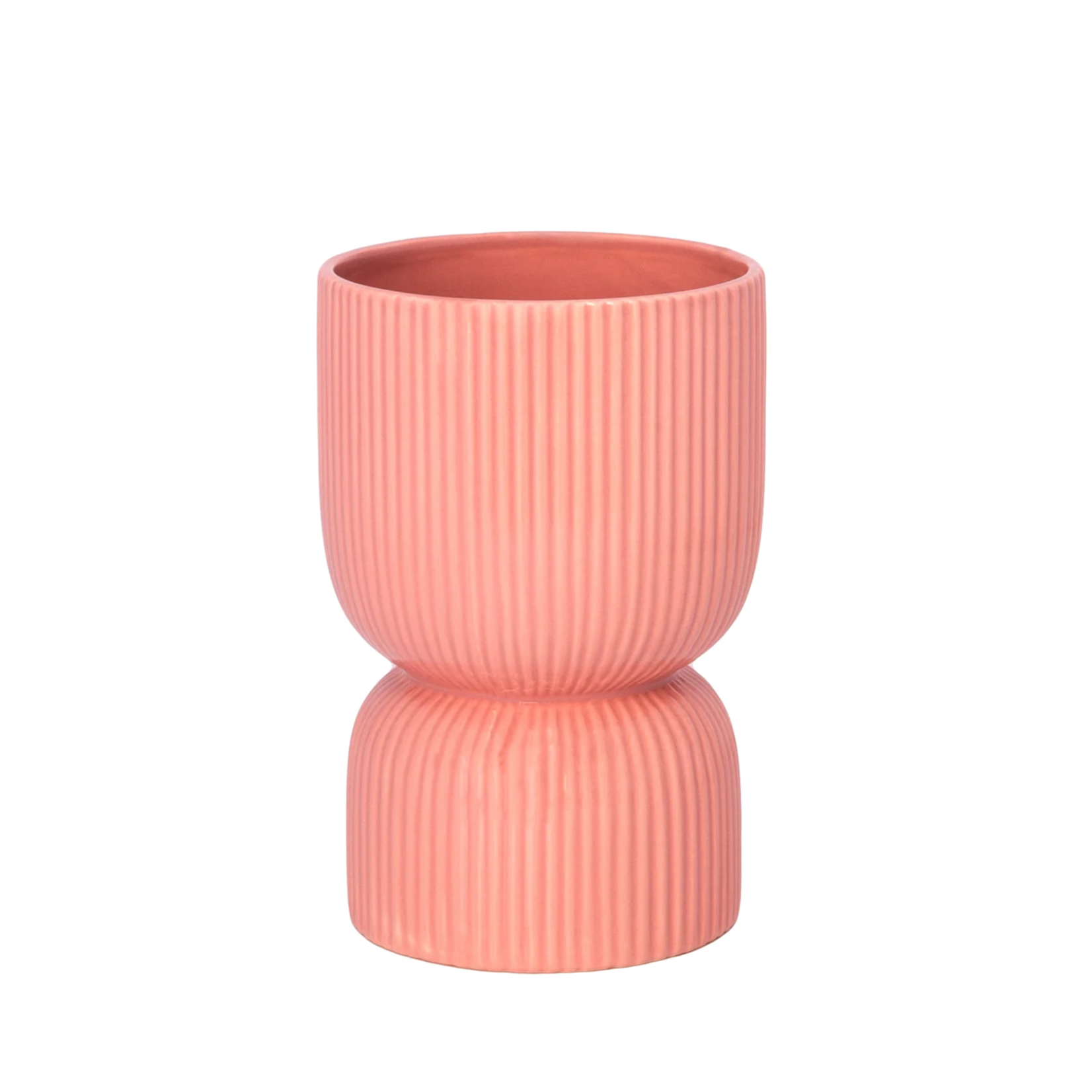 8”H X 5.5”PINK CERAMIC BODY VASE