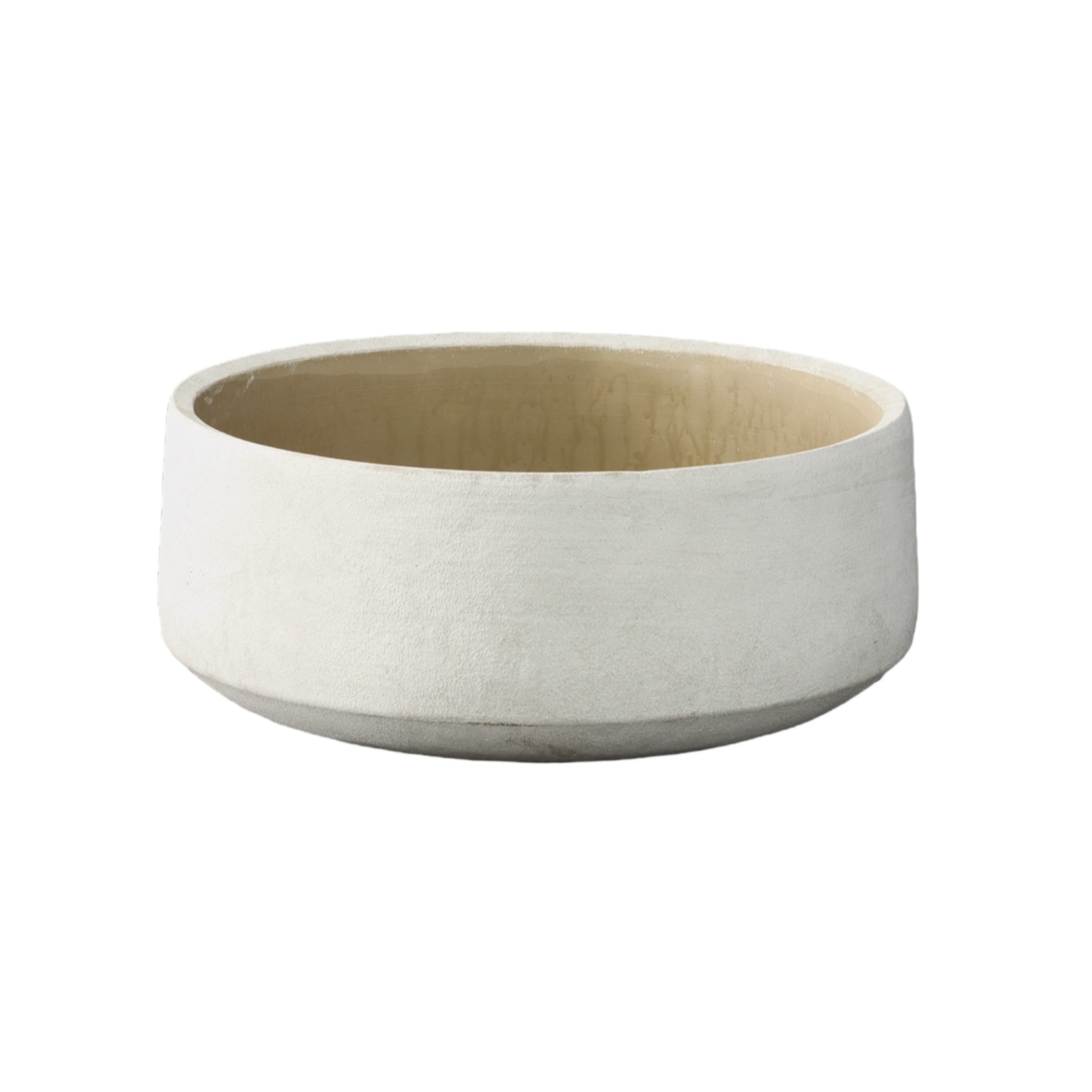 5”H X 11.75” WHITE TERRACOTTA EMBOSSED SMOOTH LOW BOWL