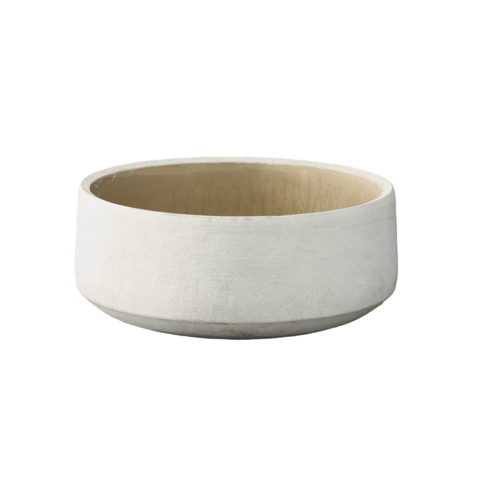 4”H X 9.5” WHITE TERRACOTTA EMBOSSED SMOOTH LOW BOWL