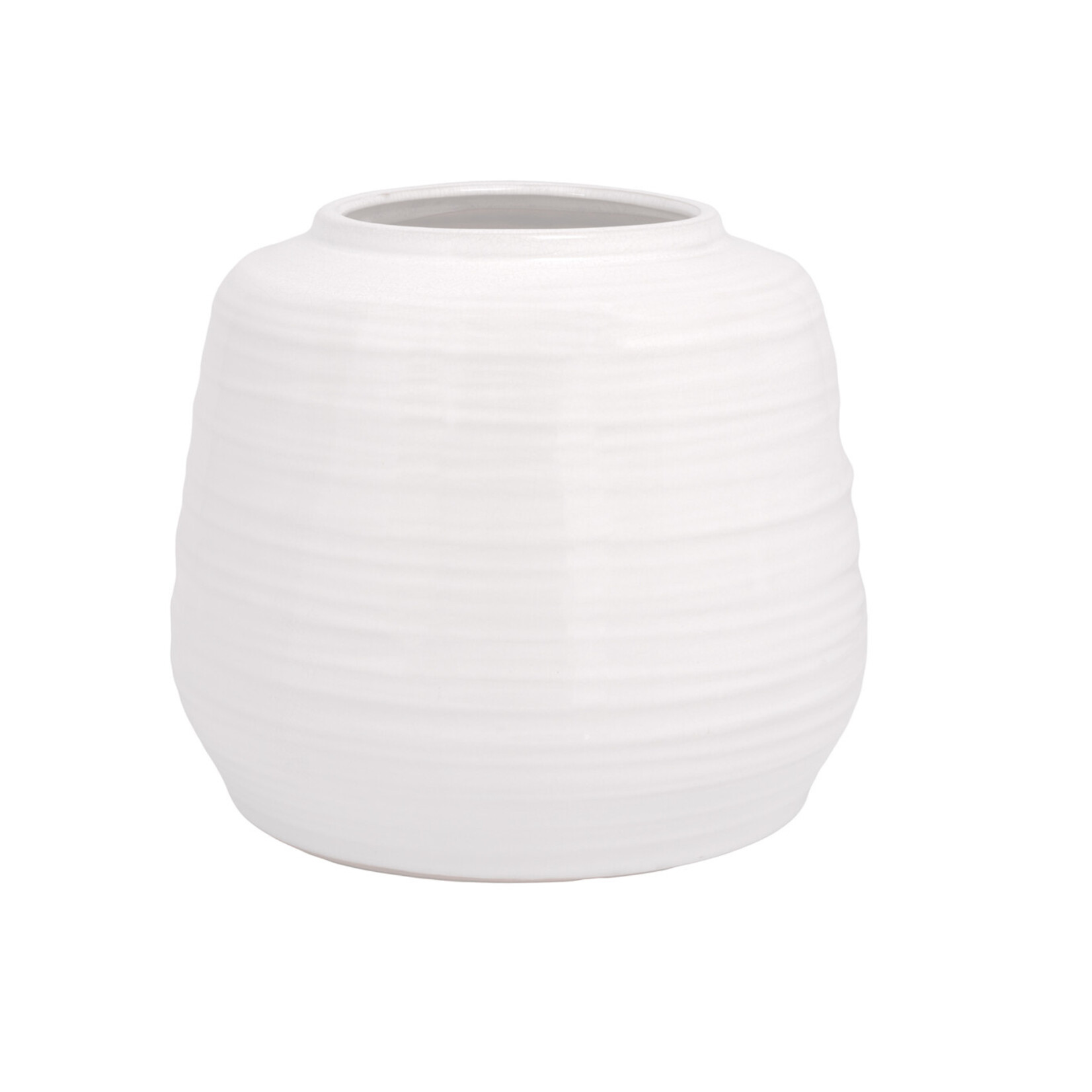 10.25”h x 12” CERAMIC WHITE PLANTER POT