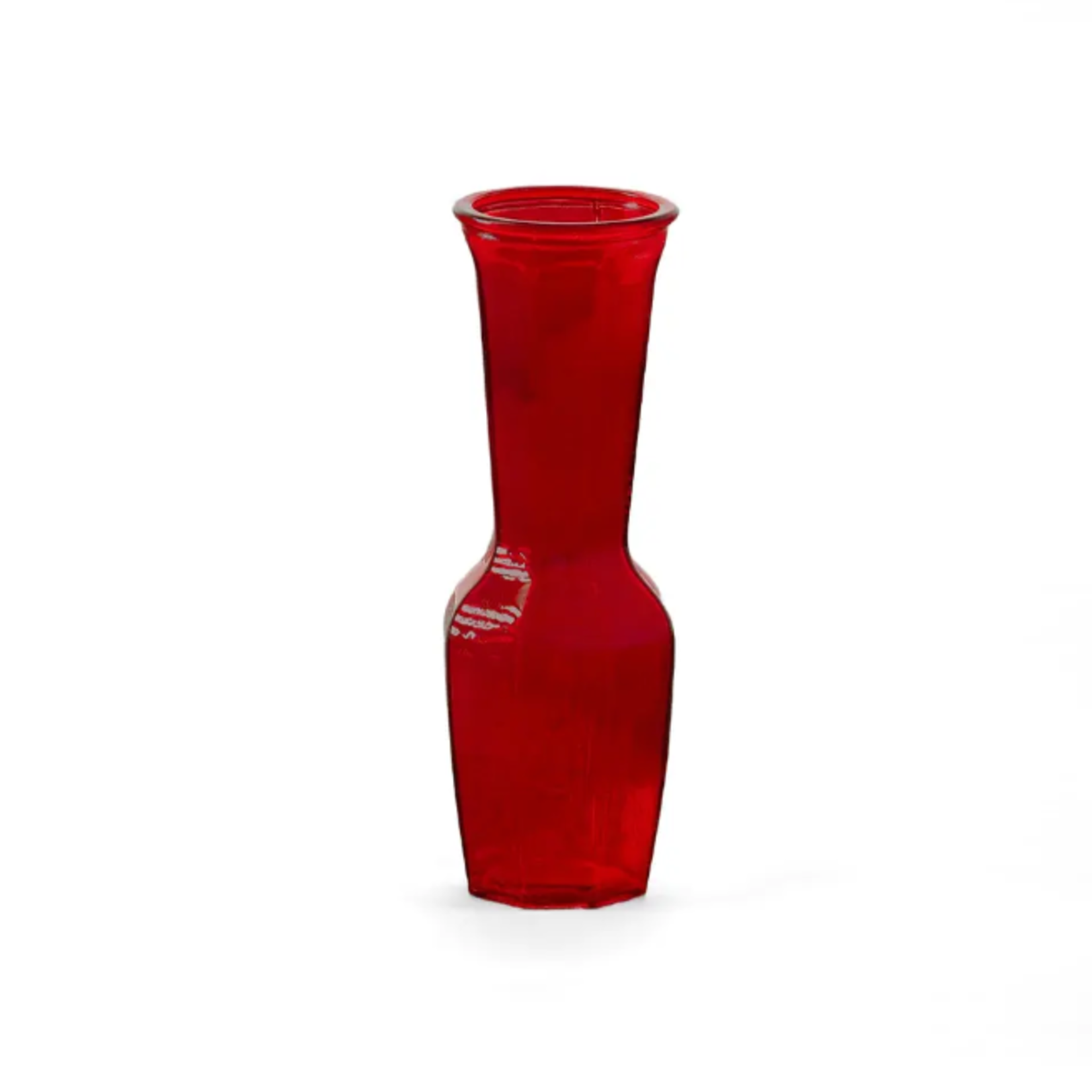 9”H X 3.25” RED RUBY GLASS BOUQUET VASE  single