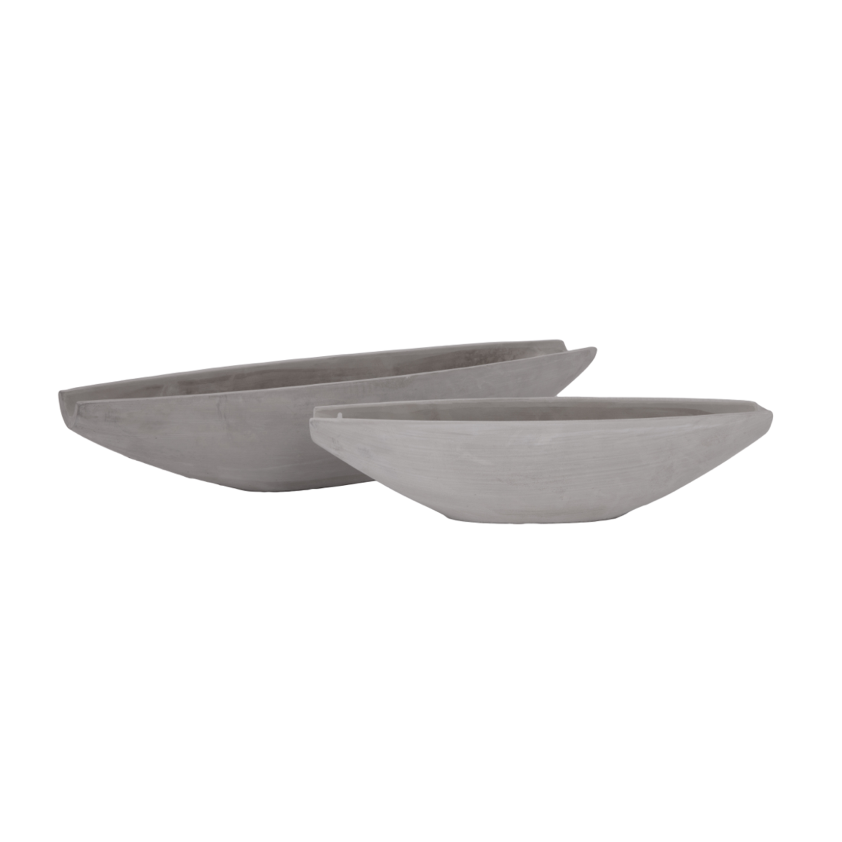 4.5”H X 5.25” X 18.25”L GREY LOW CEMENT OVAL TAPERED PLANTER