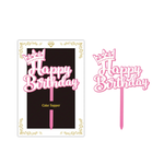 HAPPY BIRTHDAY PINK CAKE TOPPER WITH CROWN