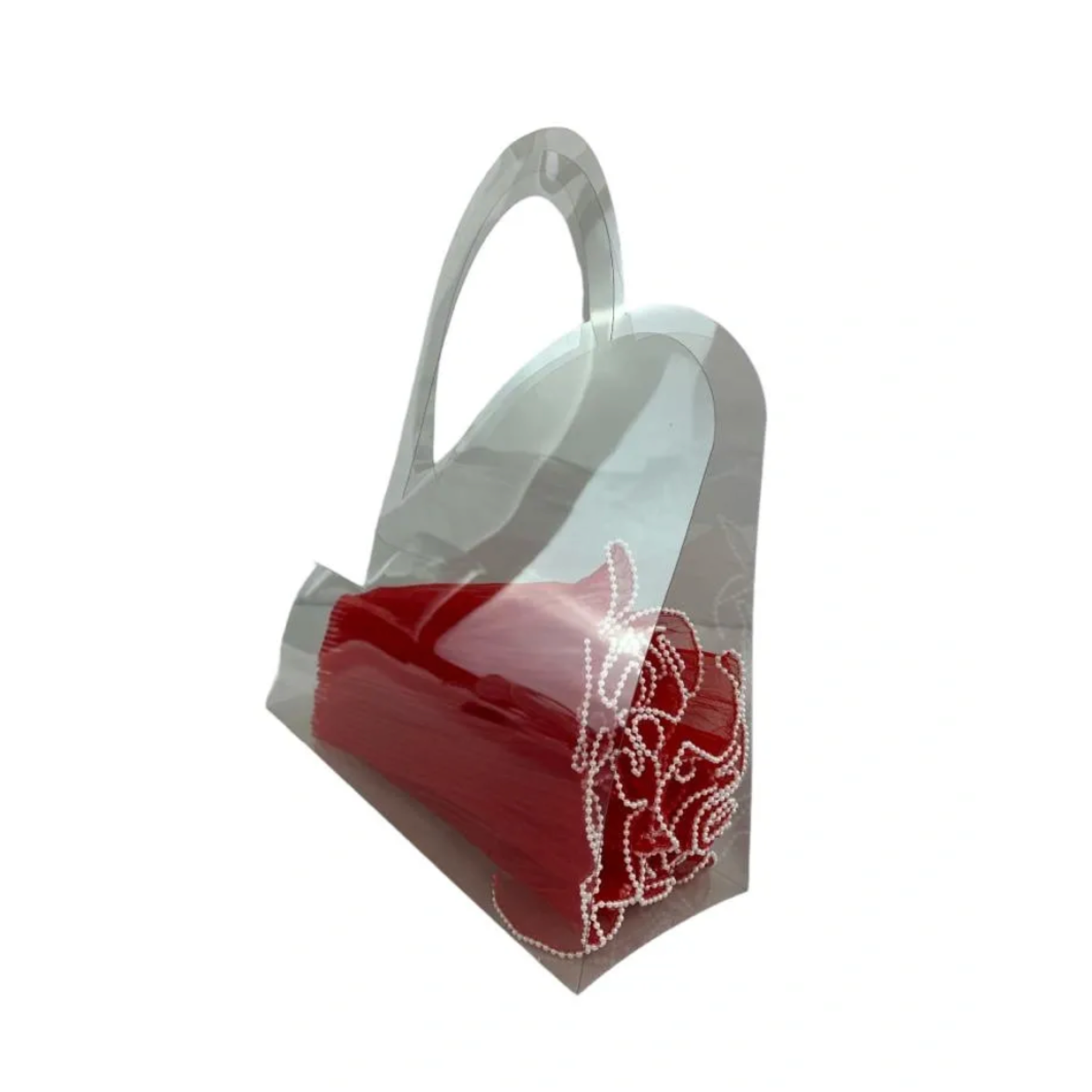 HEART SHAPED CLEAR BAG W HANDLE 16" nd