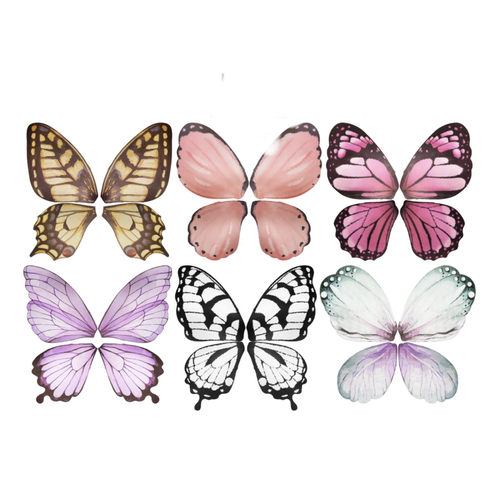 19.5" x 22" BUTTERFLY FLORAL WRAPPING PAPER 12pk (price per each, box has assortment)