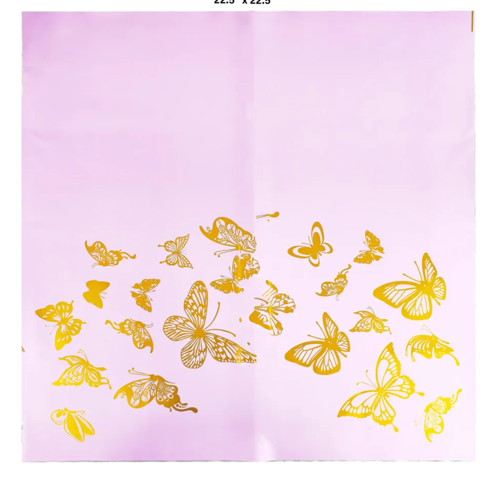 WHITE FLOWER PAPER WITH GOLD BUTTERFLIES