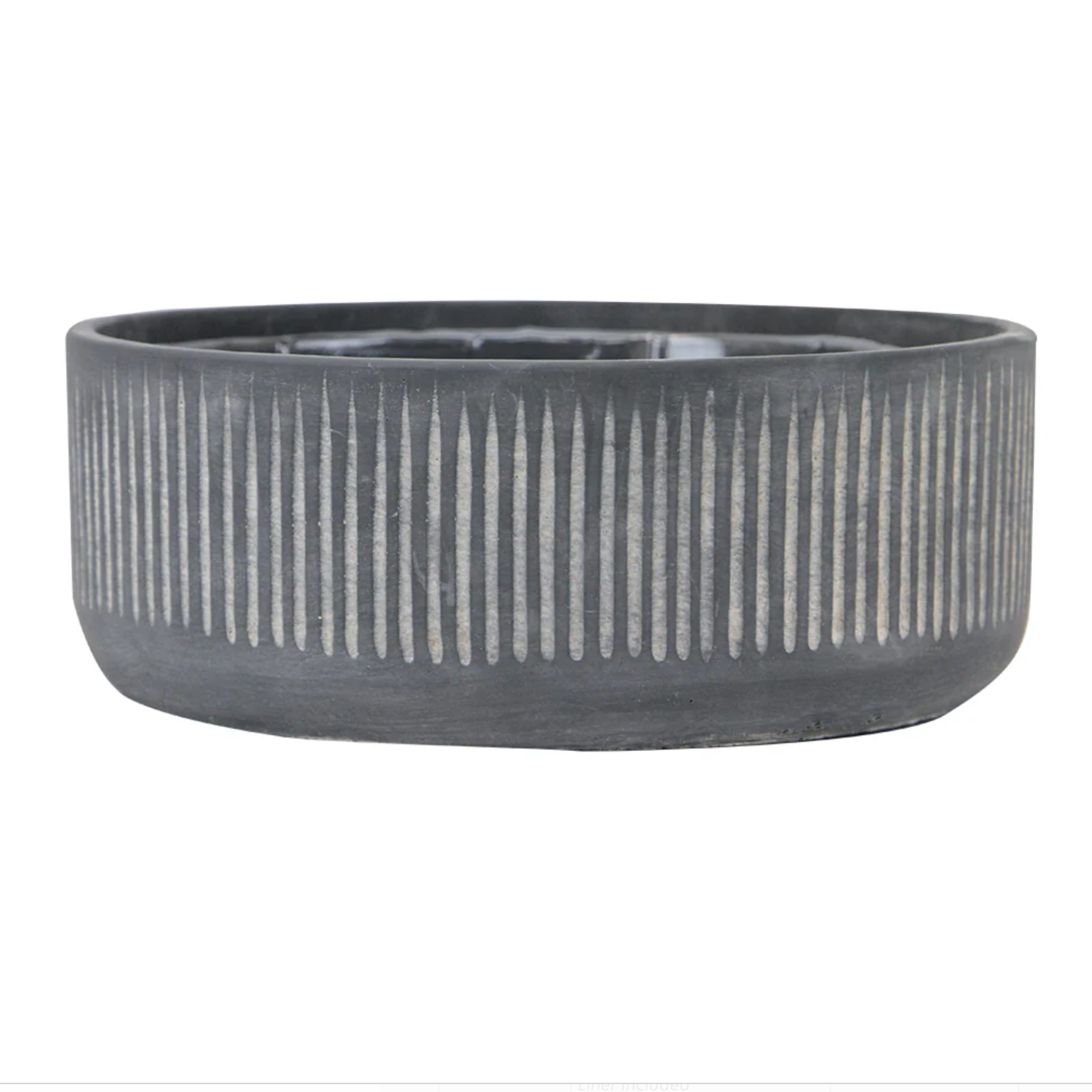 5.5”H X 14” BLACK CERAMIC FLUTED RIBBED PLANTER VASE