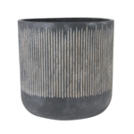 14”H X 14.5” BLACK CERAMIC FLUTED RIBBED PLANTER VASE