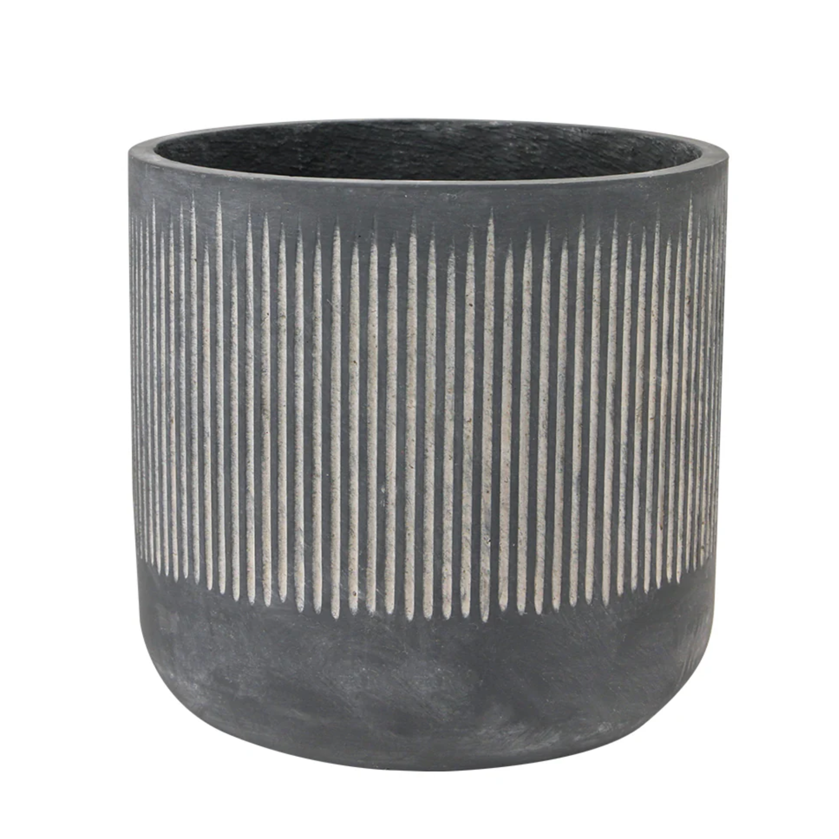 12” X 12” BLACK CERAMIC FLUTED RIBBED PLANTER VASE