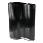 14”H X 4.75” X 10.5” BLACK GLASS MILA WAVE