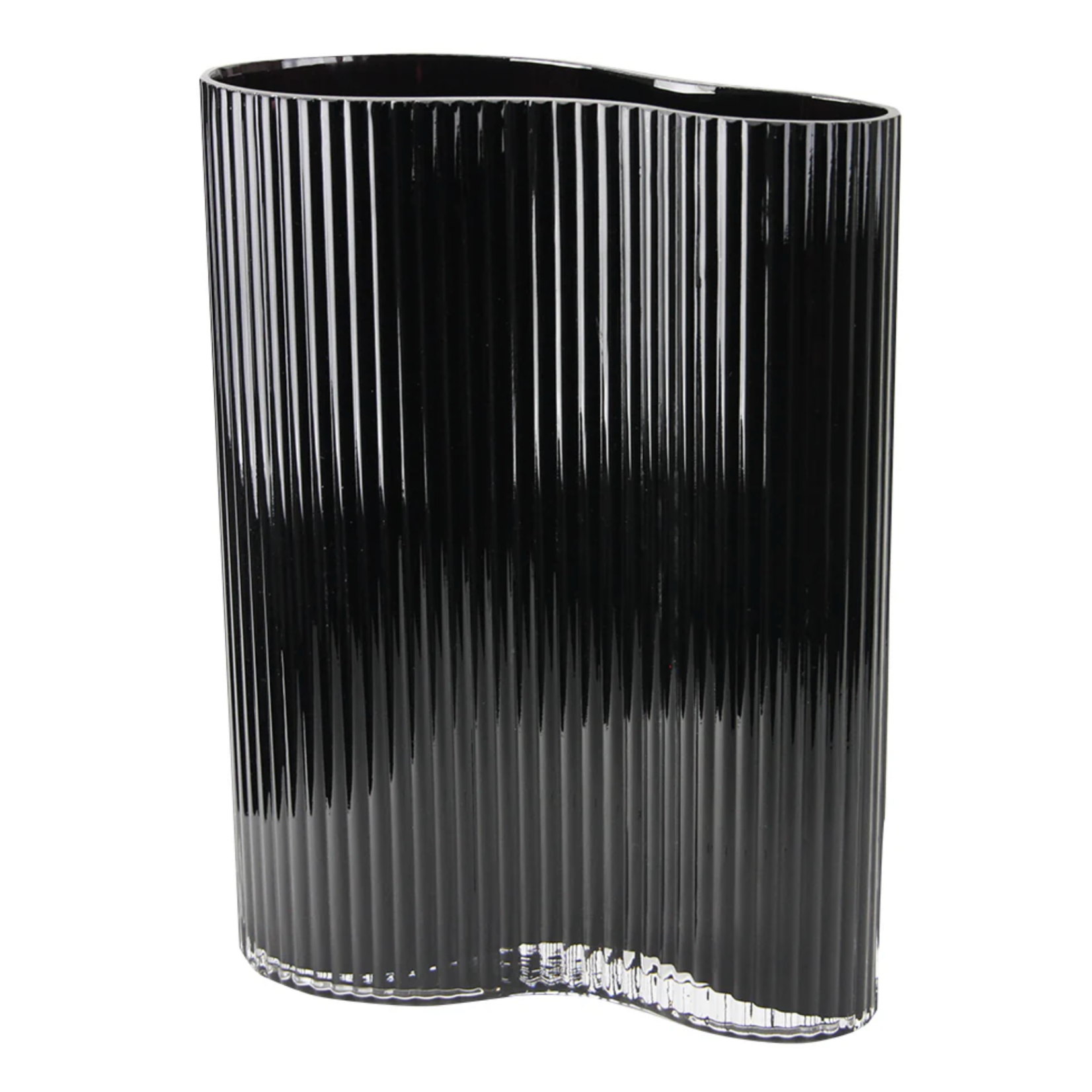 14”H X 4.75” X 10.5” BLACK GLASS MILA WAVE