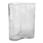14”H X 4.75” X 10.5” CLEAR GLASS MILA WAVE