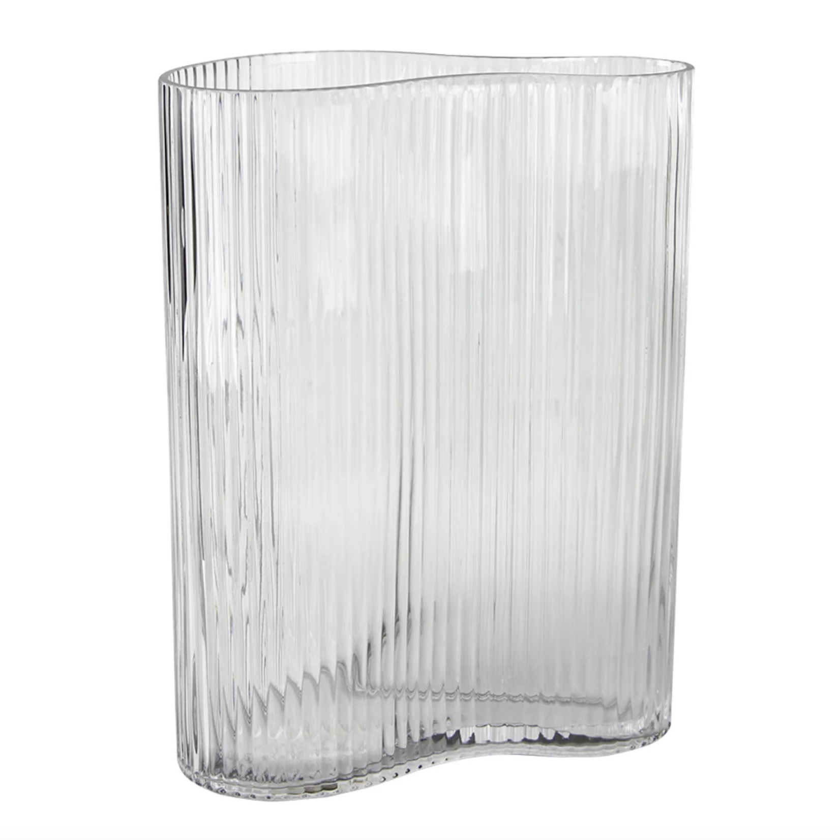 14”H X 4.75” X 10.5” CLEAR GLASS MILA WAVE