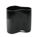 7”H 4.75” x 7.5” BLACK GLASS MILA WAVE VASE