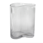 10”h x 4.75” x 7.5” CLEAR GLASS MILA WAVE VASE