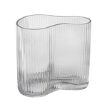7”H 4.75” x 7.5” CLEAR GLASS MILA WAVE VASE