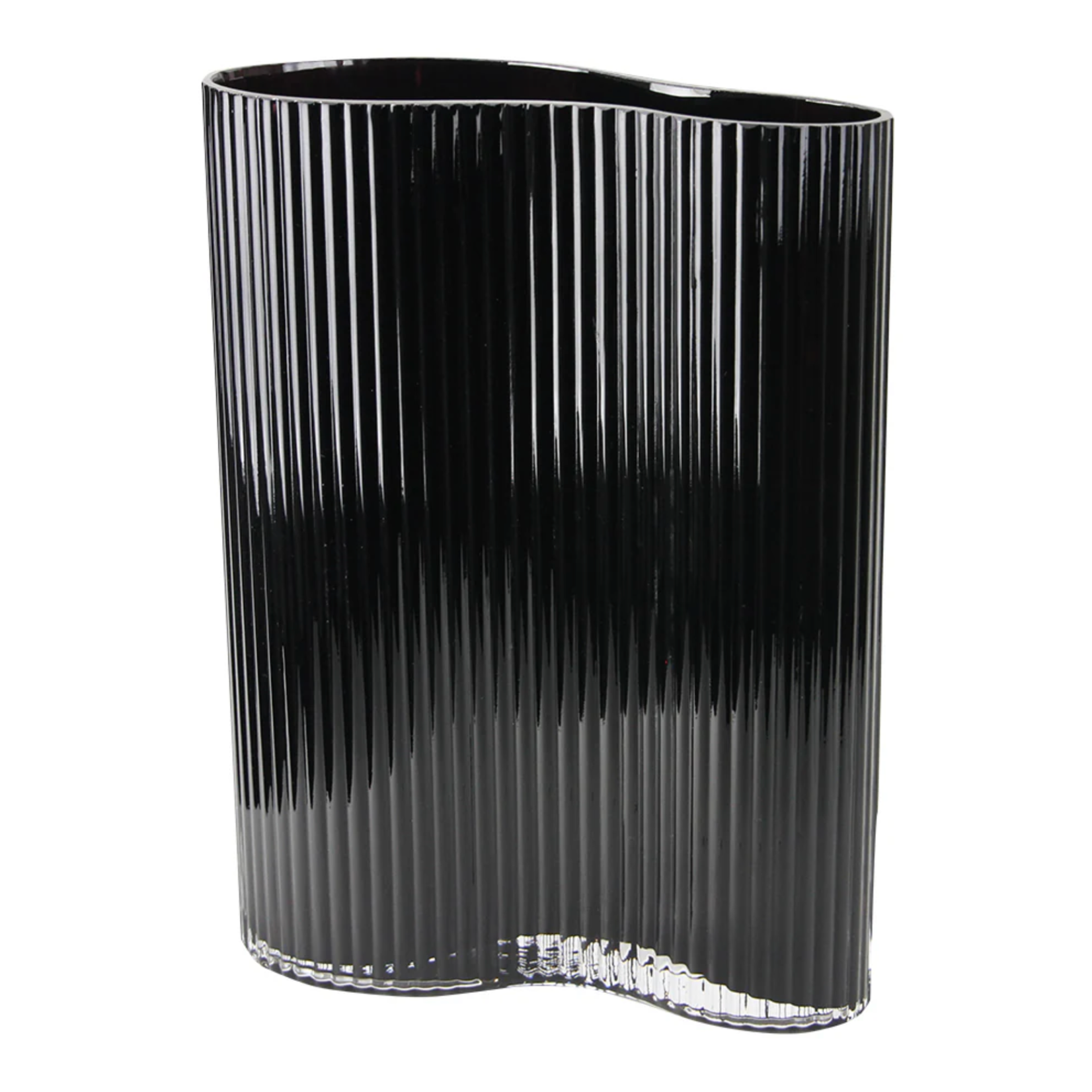 14”H X 4.75” X 10.5” BLACK GLASS MILA WAVE