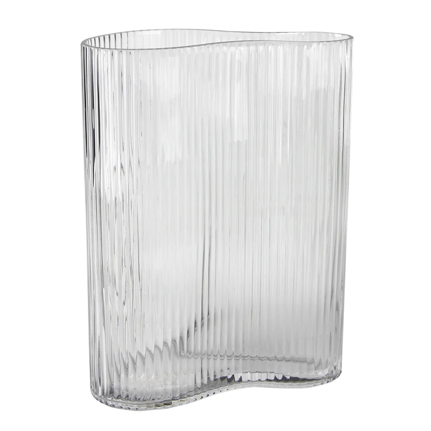 14”H X 4.75” X 10.5” CLEAR GLASS MILA WAVE