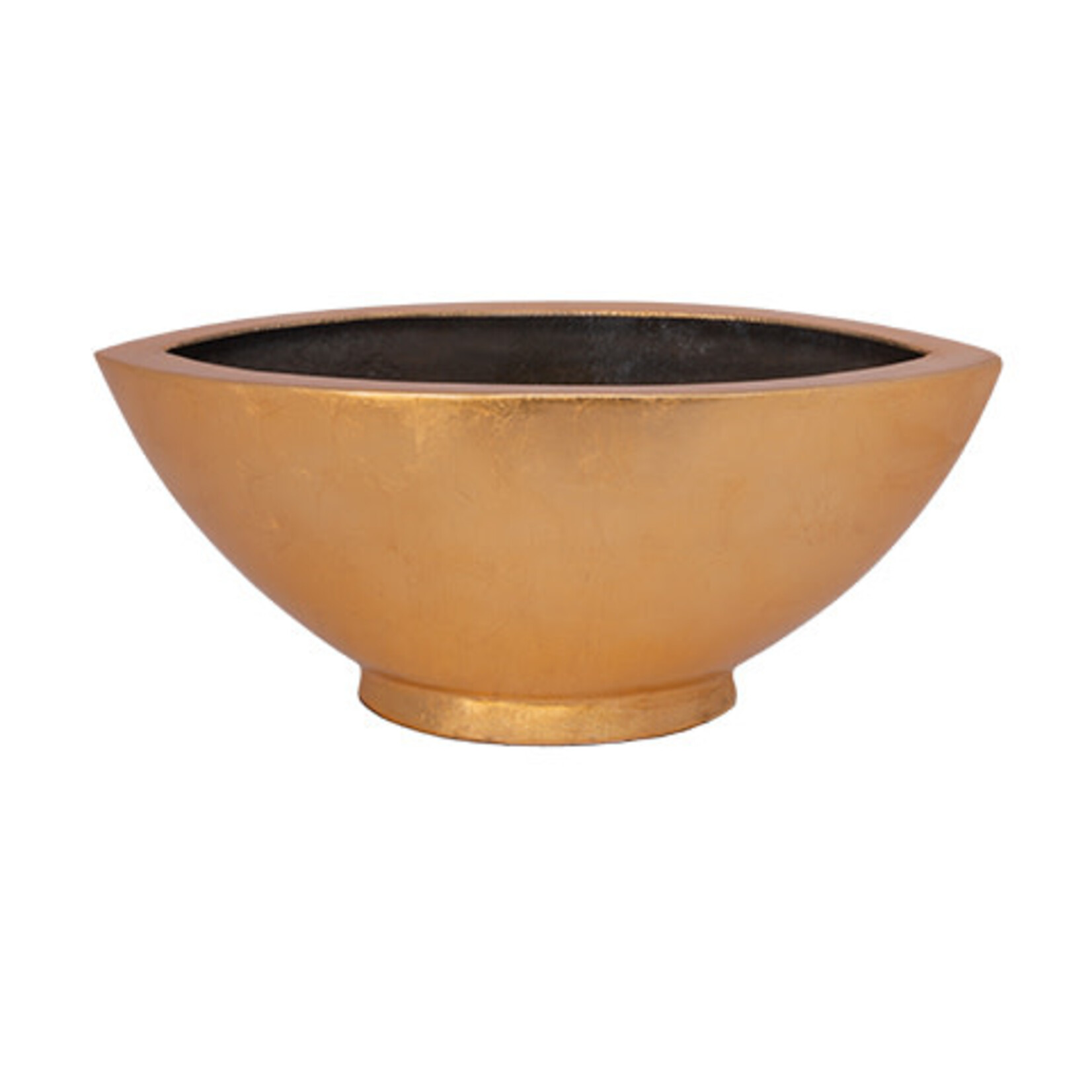 9”H X 20”L X 9.5” GOLD POLYSTONE LEAF PLANTER BOAT SHAPE (NOT WATER TIGHT)