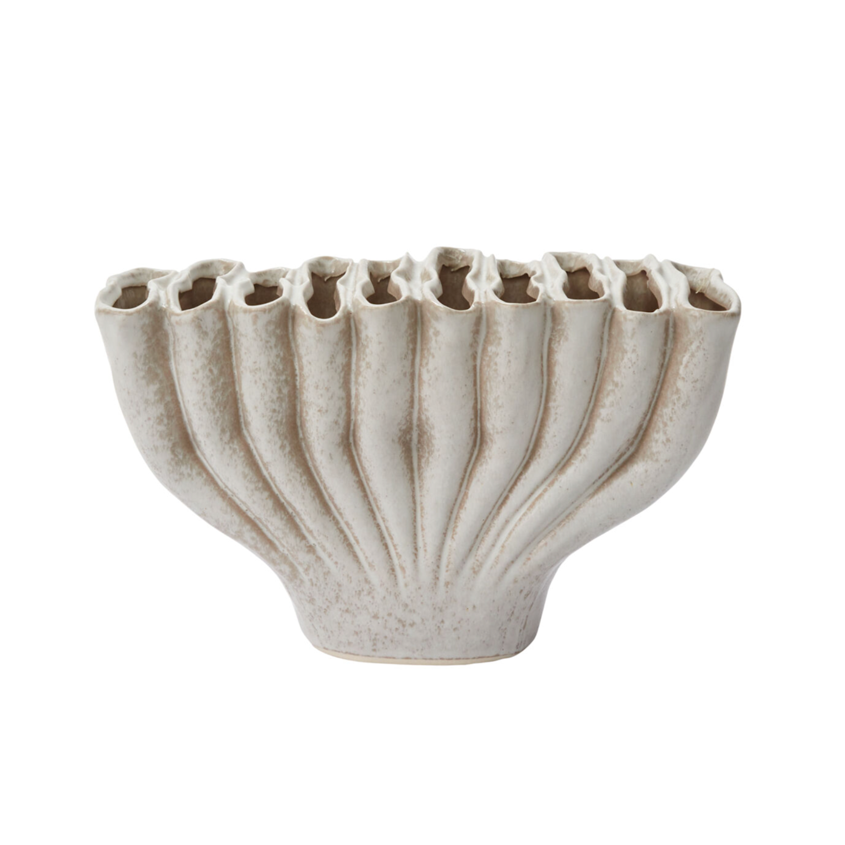 7”h x 5” x 12.25” GREY CERAMIC CLYMENE VASE