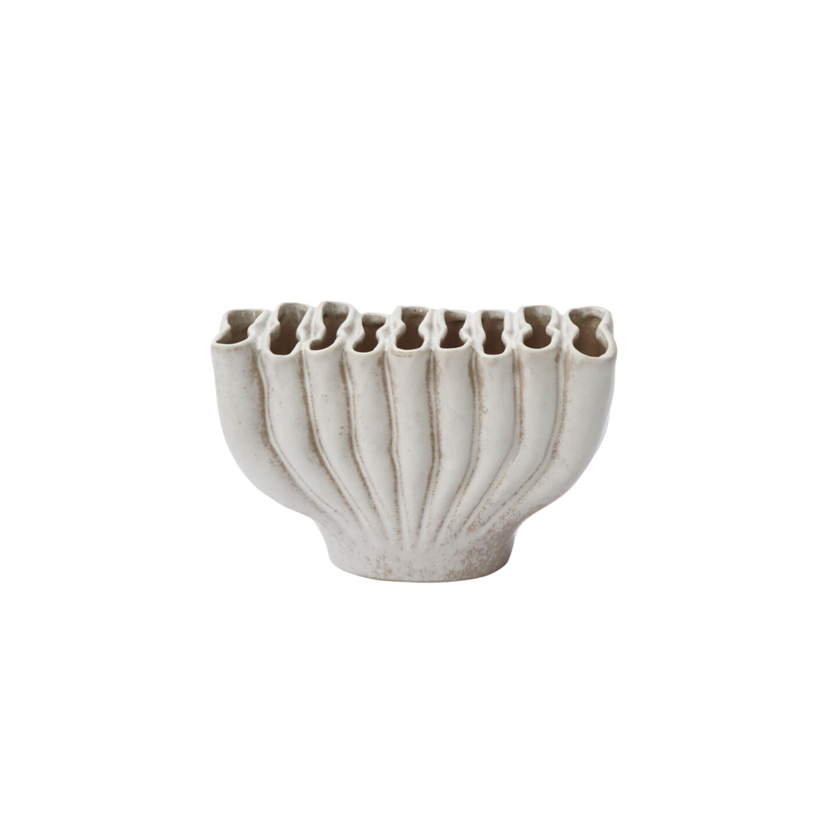 4.75”H X 4” X 8” GREY CERAMIC CLYMENE VASE