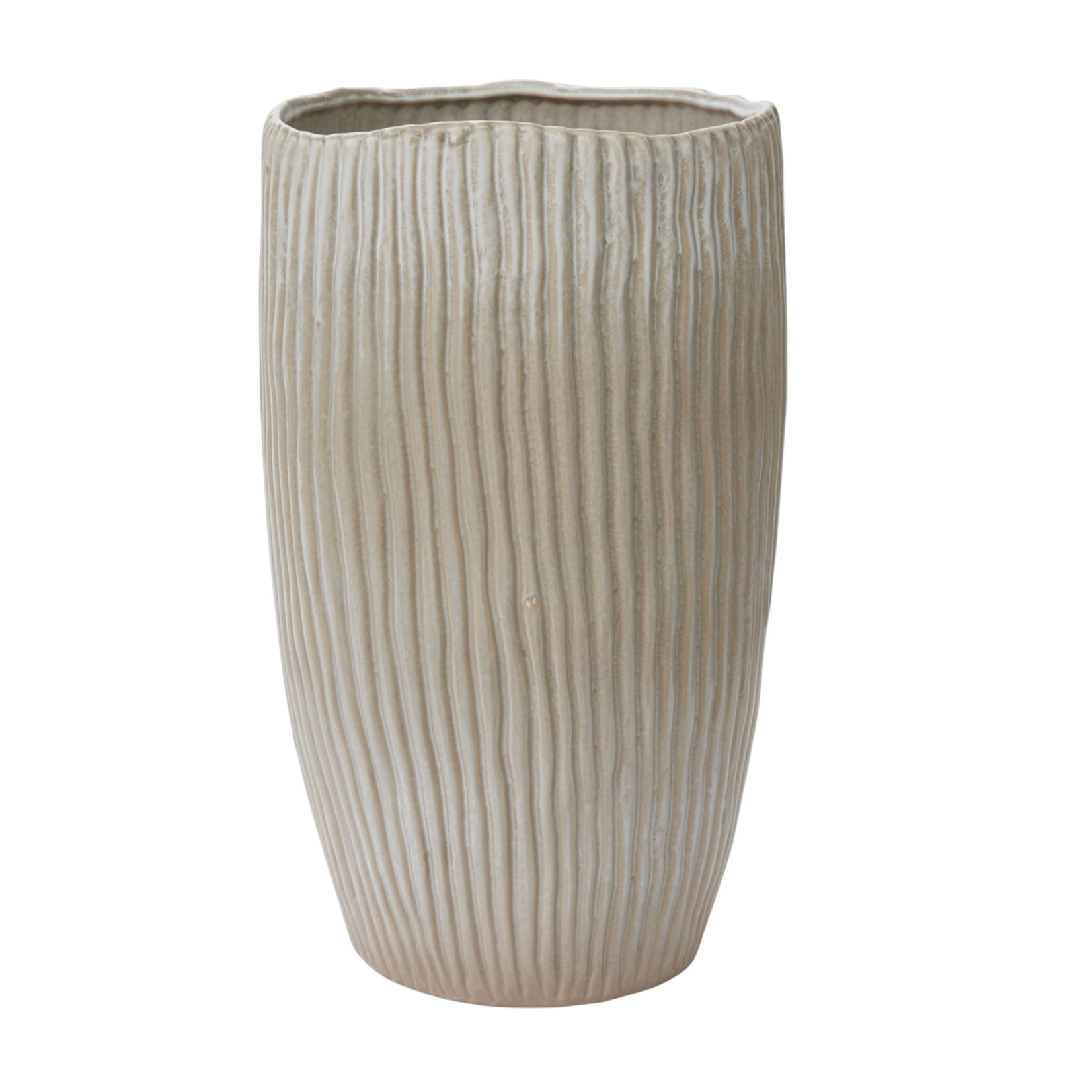 19.25”H X 11.5” BROWN CERAMIC RIPTIDE POT PLANTER