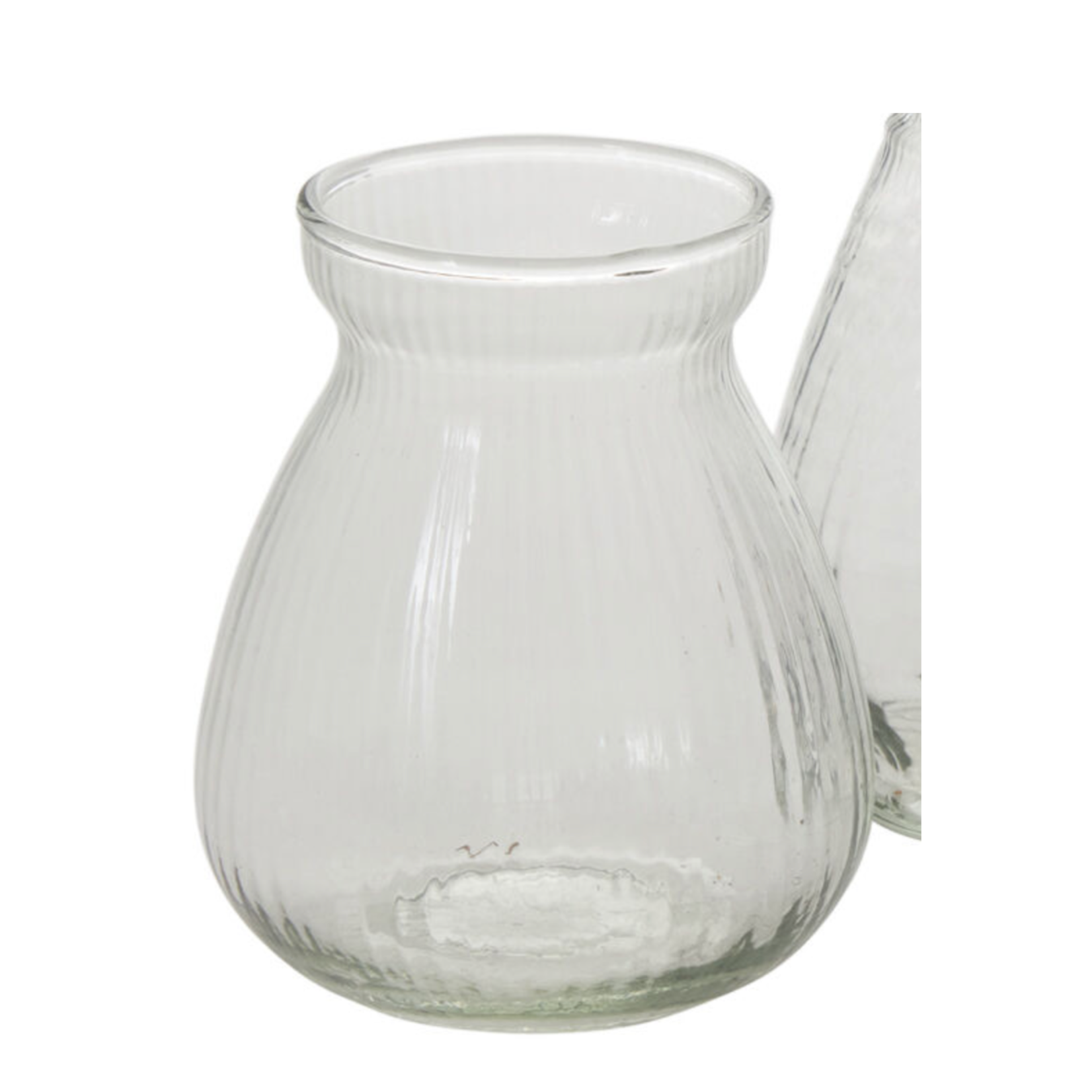 4.5”H X 3.75” FLUTED JADEN GLASS BUDVASE
