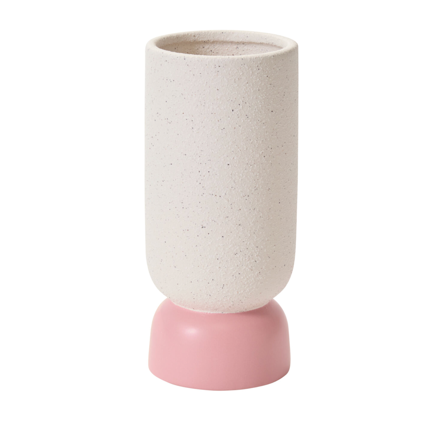 9.25”h x 4”PINK AND WHITE CERAMIC VALERIA VASE