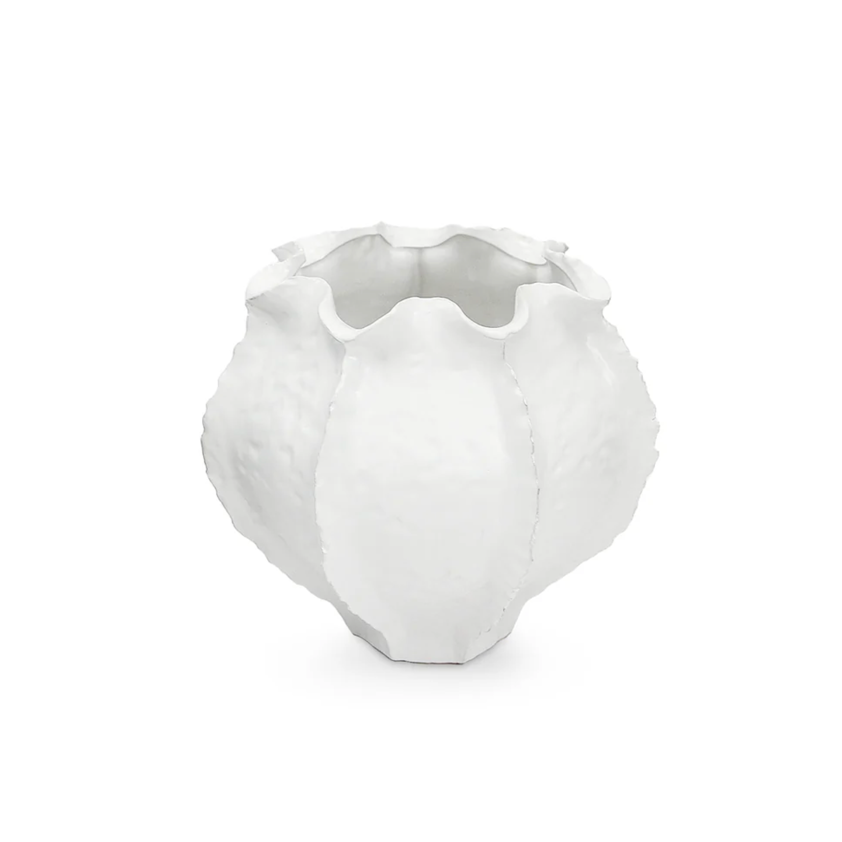 11"H X 11.5" WHITE CERAMIC CABBAGE PLANTER VASE