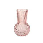 8”H X 5” PINK GLASS RIBBED PEONY VASE