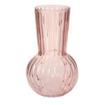 11”H X 6.75” PINK GLASS RIBBED PEONY VASE